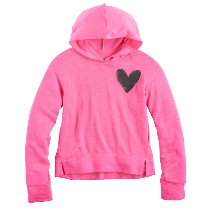 Girls 7-16 & Plus Size So&reg; Split Hem Graphic Hoodie, Size: 16 1/2, Brt Pink