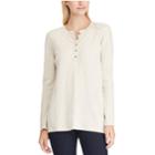 Women's Chaps Solid Henley Top, Size: Small, Natural