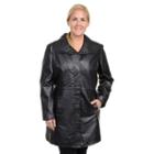 Plus Size Excelled Nappa Leather Coat, Women's, Size: 2xl, Black