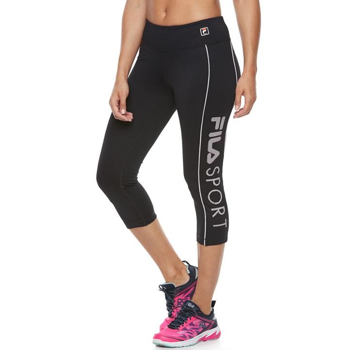 Women's Fila Sport&reg; Logo Print Capri Leggings, Size: Xs, White