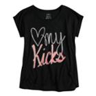 Girls 7-16 So&reg; Easy Roll Cuff Graphic Tee, Size: 14, Black