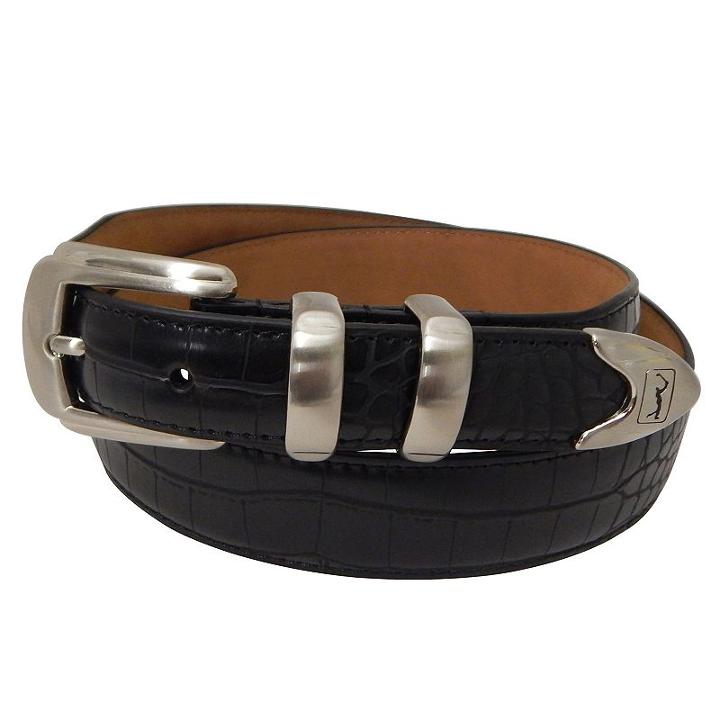 Men's Pga Tour Tapered Faux-crocodile Leather Golf Belt, Size: 42, Black