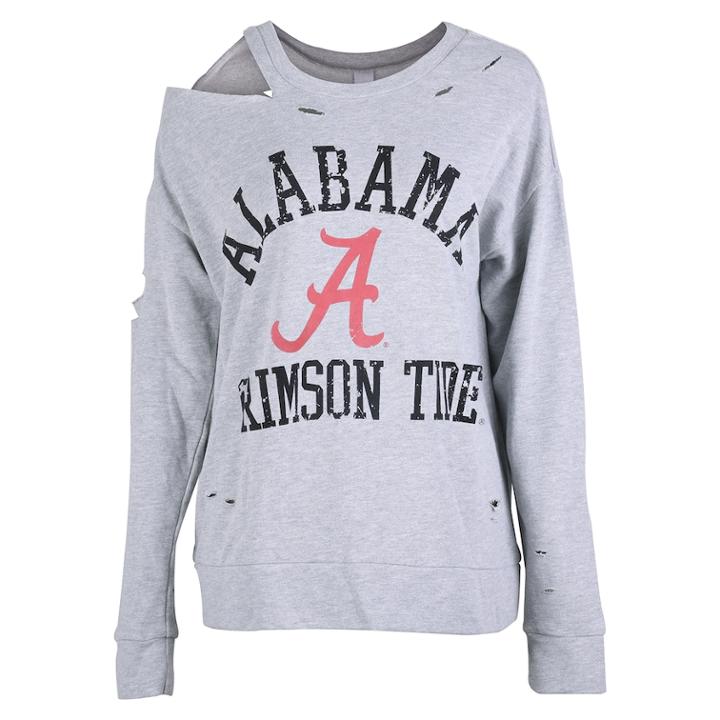 Women's Alabama Crimson Tide Distressed Sweatshirt, Size: Medium, Grey