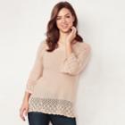 Women's Lc Lauren Conrad Pointelle Scoopneck Sweater, Size: Medium, Light Pink
