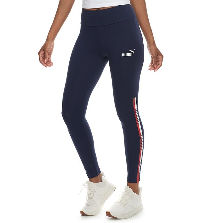 Women's Puma Graphic Tape High-waisted Leggings, Size: Xl, Blue