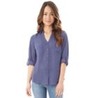 Juniors' Iz Byer Roll-tab Shirt, Teens, Size: Large, Blue (navy)