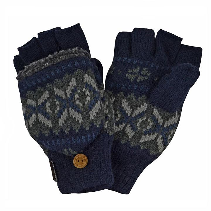 Muk Luks Nordic Sherpa-lined Convertible Flip-top Mittens - Men, Blue