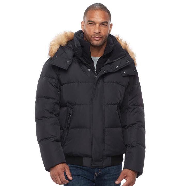 Big & Tall Andrew Marc Clermont Faux-fur Bomber Jacket, Men's, Size: Xl Tall, Black