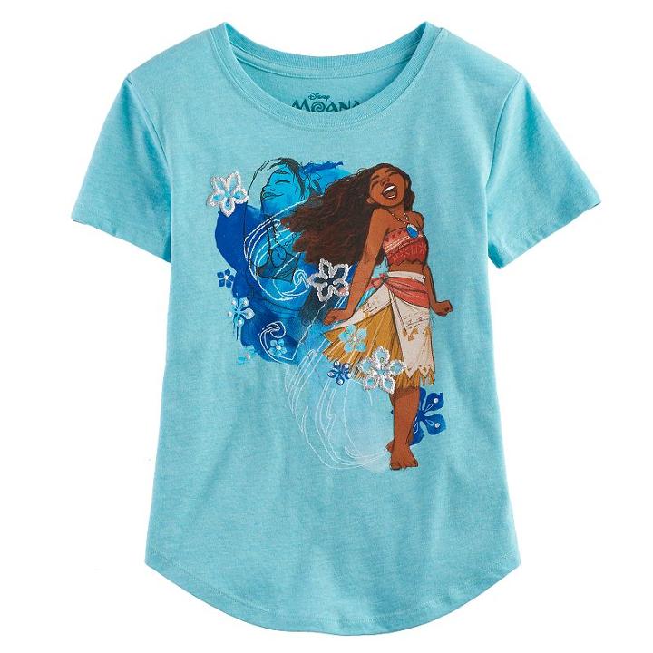 Disney's Moana Girls 7-16 Spirit Floral Glitter Graphic Tee, Size: Medium, Purple Oth