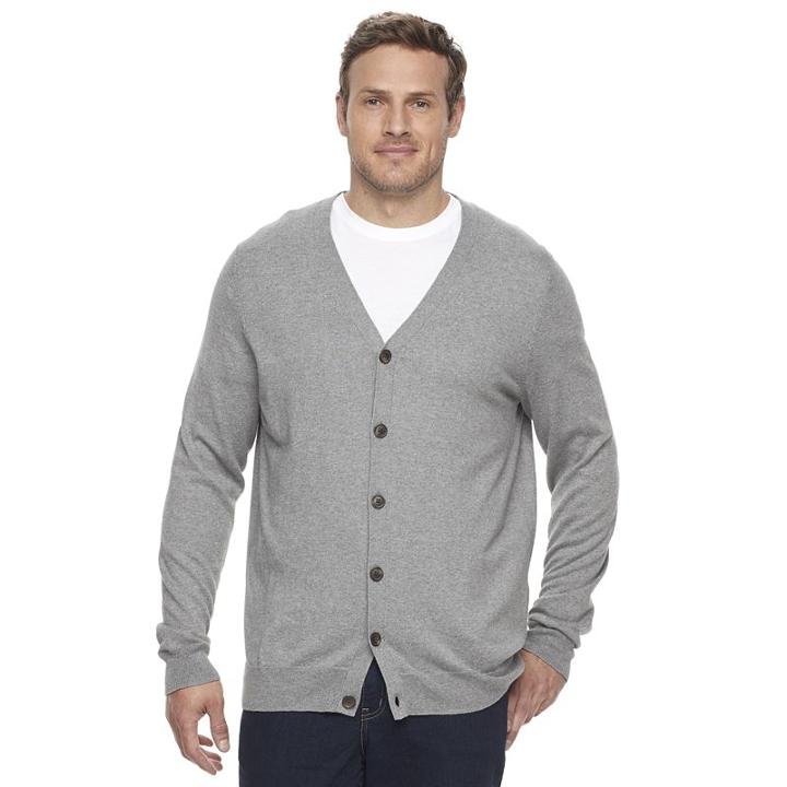 Big & Tall Croft & Barrow&reg; True Comfort Classic-fit Easy-care Cardigan Sweater, Men's, Size: 3xb, Med Grey