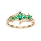14k Gold Over Silver Lab-created Emerald & White Sapphire Marquise Ring, Women's, Size: 7, Green