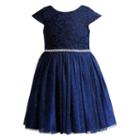 Girls 4-6x Youngland Navy (blue) Glitter Lace Dress, Girl's, Size: 4