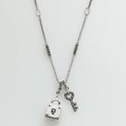 Lavish By Tjm Sterling Silver Lock And Heart Key Pendant - Made With Swarovski Marcasite, Women's, Grey
