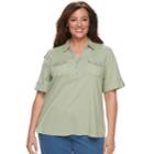 Plus Size Croft & Barrow&reg; 2-pocket Henley Polo, Women's, Size: 3xl, Lt Green