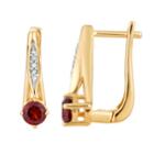10k Gold Garnet & Diamond Accent Latch Back Earrings, Women's, Red