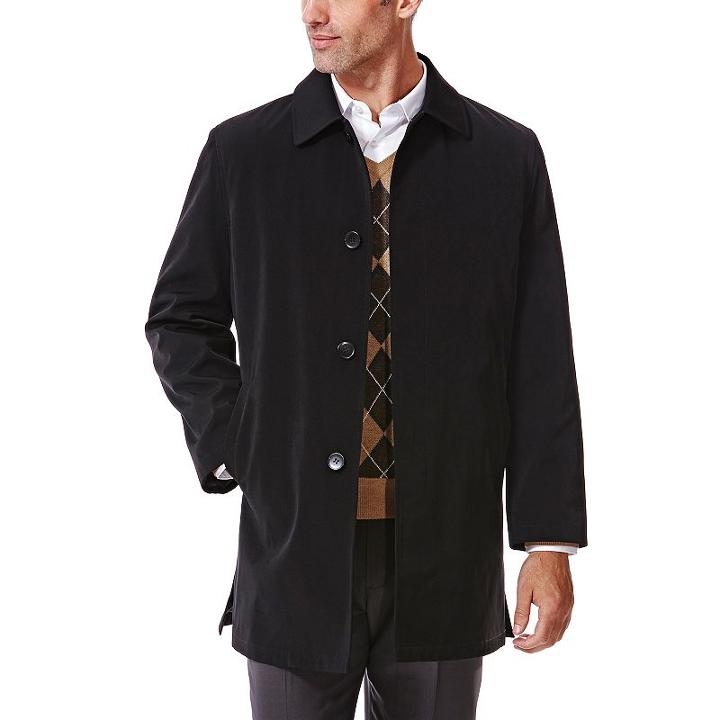 Big & Tall Haggar&reg; Classic-fit Bonded Rain Coat, Men's, Size: Xl Tall, Black