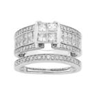 14k White Gold 1 1/2 Carat T.w. Igl Certified Diamond Square Engagement Ring Set, Women's, Size: 9