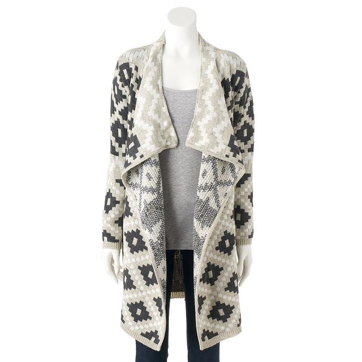 Women's Olivia Sky Geometric Long Cardigan, Size: Small, Beige Oth