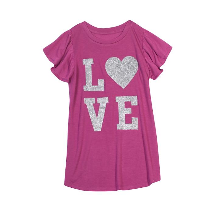 Girls 7-16 & Plus Size Harper & Elliott Ruffle Sleeve Graphic Tee, Size: Medium, Drk Purple