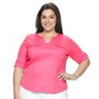 Plus Size Croft & Barrow&reg; Pocket Roll-tab Tee, Women's, Size: 1xl, Med Pink
