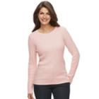 Women's Croft & Barrow&reg; Essential Cable-knit Crewneck Sweater, Size: Large, Med Pink