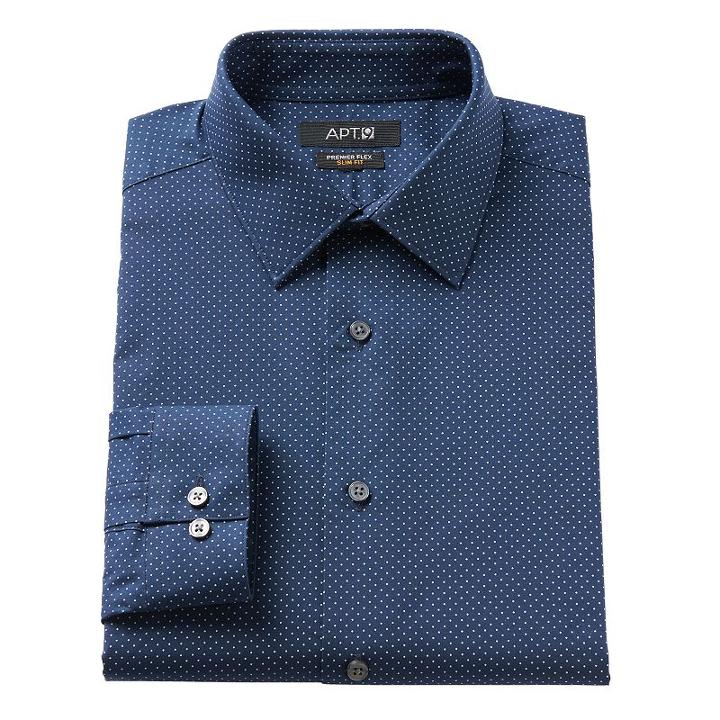 Big & Tall Apt. 9&reg; Premier Flex Collar Stretch Dress Shirt, Men's, Size: 18.5 36/7t, Blue