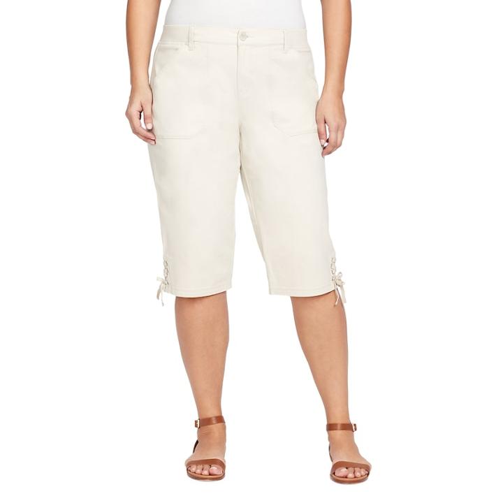 Plus Size Gloria Vanderbilt Luna Cargo Skimmer Capris, Women's, Size: 16 W, Brown