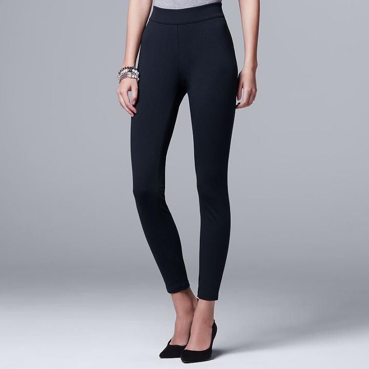 Women's Simply Vera Vera Wang Pull-on Ponte Skinny Pants, Size: Xs, Blue (navy)