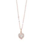 Charming Girl 10k Rose Gold Cubic Zirconia Halo Heart Pendant Necklace, Size: 18, White