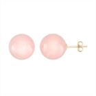 14k Gold Rose Quartz Ball Stud Earrings, Women's, Pink