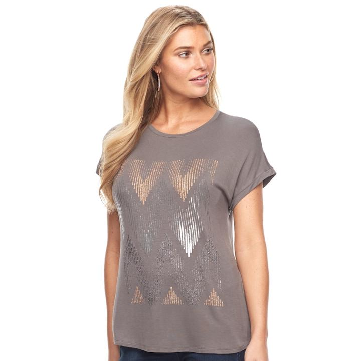 Women's Apt. 9&reg; Adorn Graphic Tee, Size: Xxl, Grey