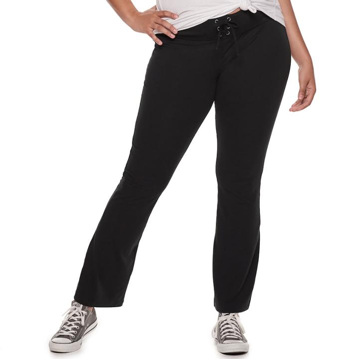 Juniors' Plus Size So&reg; Lace-up Bootcut Yoga Leggings, Teens, Size: 3xl, Black