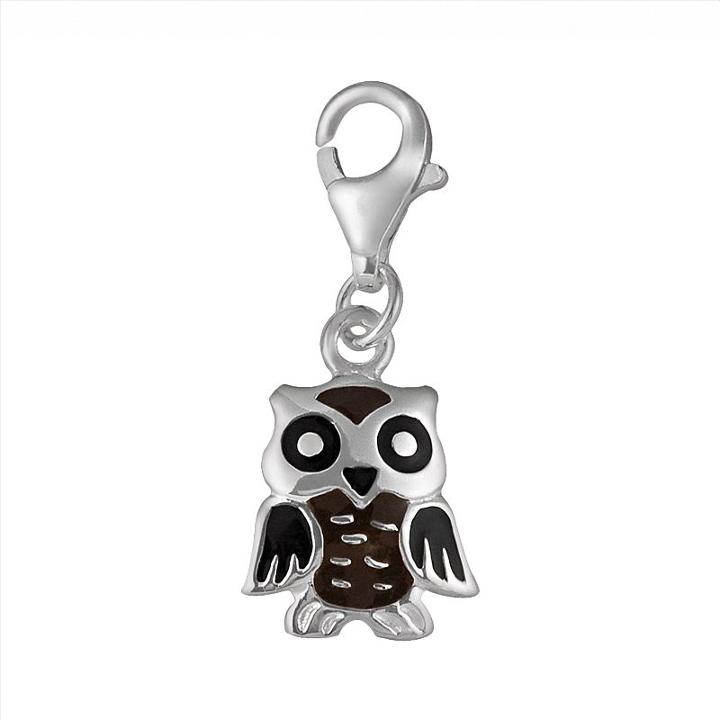 Personal Charm Sterling Silver Owl Charm, Women's, Black