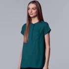 Petite Simply Vera Vera Wang Essential Popover Top, Women's, Size: Xs Petite, Dark Blue