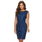 Women's Chaps Lace Sheath Evening Dress, Size: 16, Blue