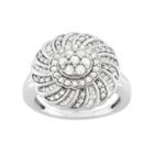 1 Carat T.w. Diamond Sterling Silver Flower Ring, Women's, Size: 7, White