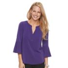 Women's Dana Buchman Bell Sleeve Crepe Top, Size: Medium, Purple