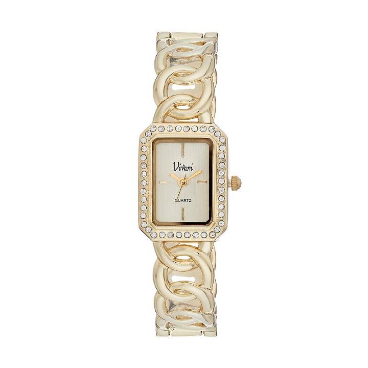 Vivani Women's Crystal Chain Link Cuff Watch, Size: 2xl, Brown