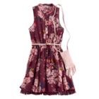 Girls 7-16 Knit Works Floral Chiffon Shirtdress With Crossbody Fringe Purse, Size: 10, Dark Red