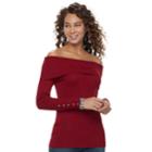 Women's Jennifer Lopez Off-the-shoulder Glitter Sweater, Size: Small, Med Red