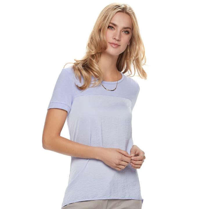 Women's Apt. 9&reg; Printed Mixed-media Tee, Size: Medium, Med Purple