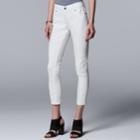 Women's Simply Vera Vera Wang Lace Applique Midrise Ankle Jeans, Size: 10, White