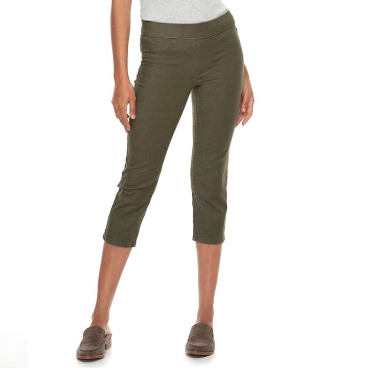 Women's Sonoma Goods For Life&reg; Pull-on Capri Jeans, Size: 16, Green