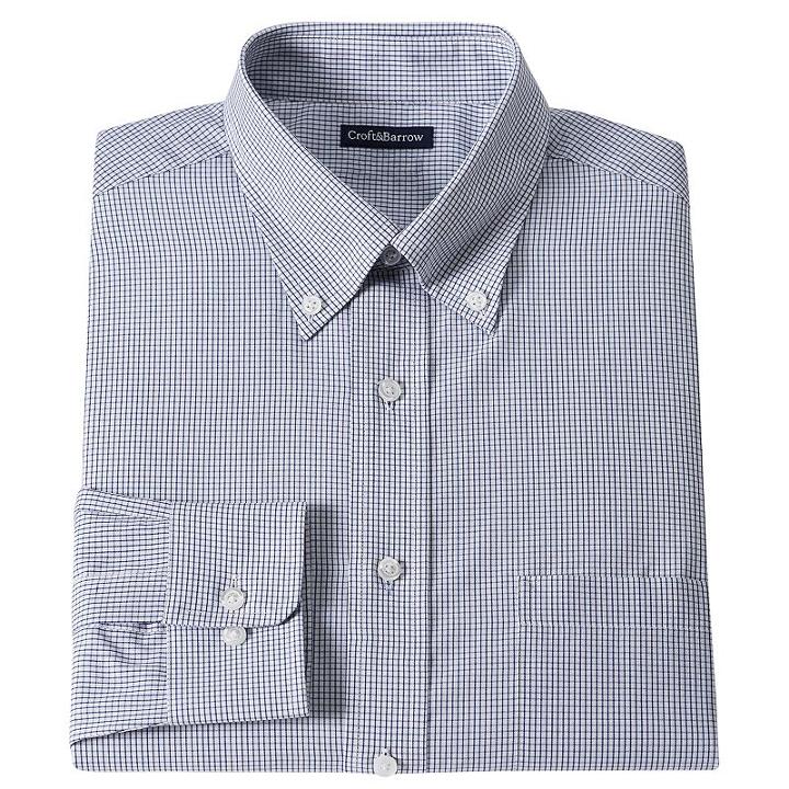 Men's Croft & Barrow&reg; Fitted Checked Dress Shirt, Size: 17.5-32/33, Blue