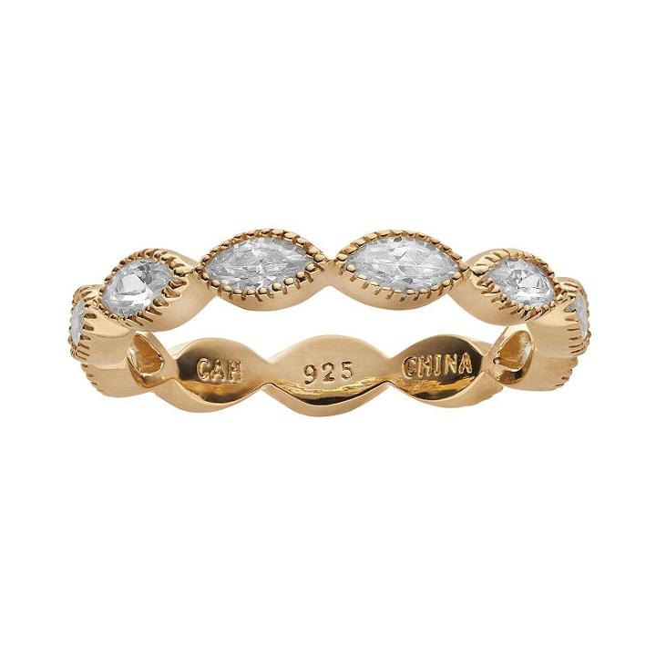 Sophie Miller Cubic Zirconia 14k Gold Over Silver Scalloped Ring, Women's, Size: 6, White