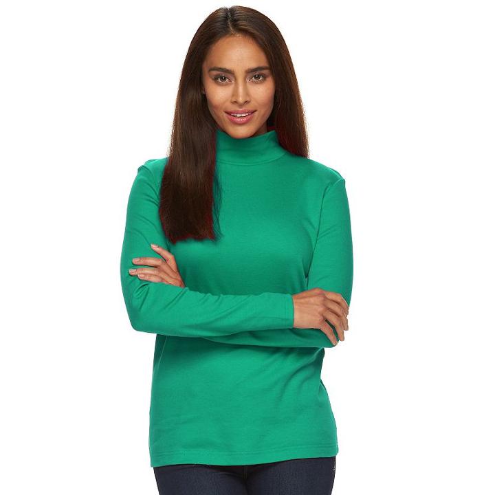Women's Croft & Barrow&reg; Essential Mockneck Top, Size: Medium, Med Green