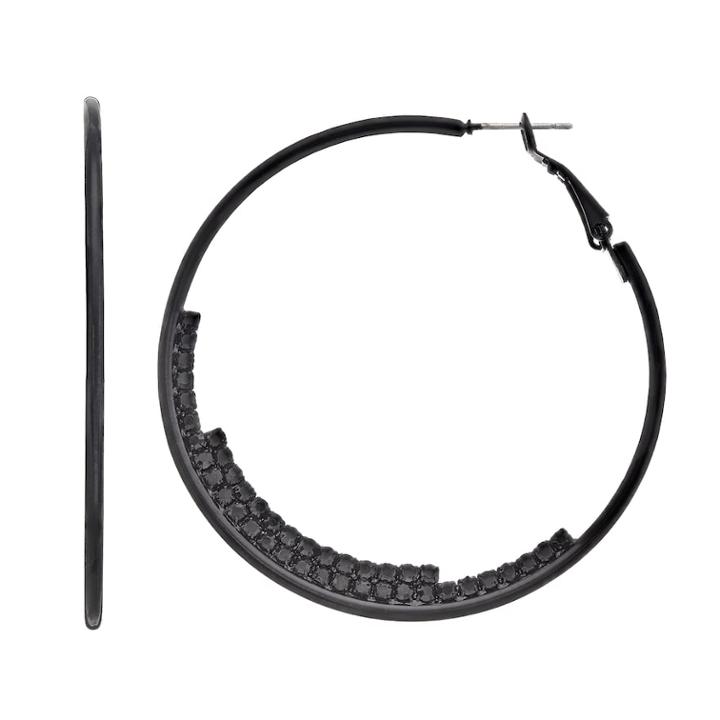 Simply Vera Vera Wang Black Hoop Earrings, Women's