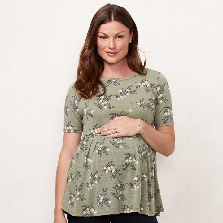 Maternity Lc Lauren Conrad Babydoll Tee, Women's, Size: S-mat, Green