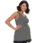 Maternity A:glow Striped Crochet Trim Tunic, Women's, Size: M-mat, Natural