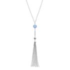 Blue Simulated Crystal Long Tassel Y Necklace, Women's